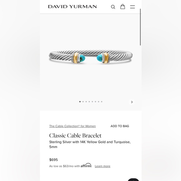 David Yurman | Classic Cable Bracelet | 14k Yellow Gold & Turquoise - Picture 6 of 6